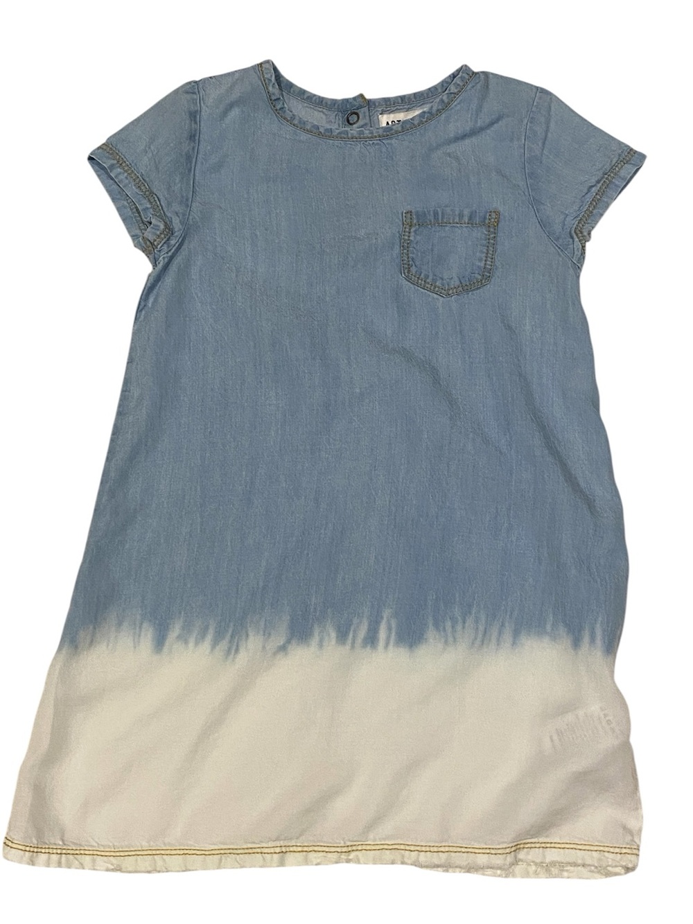 Sz. 2T Artisan NY ombré Light Wash Denim Shift Dress White Dip-Dye Hem Cute!